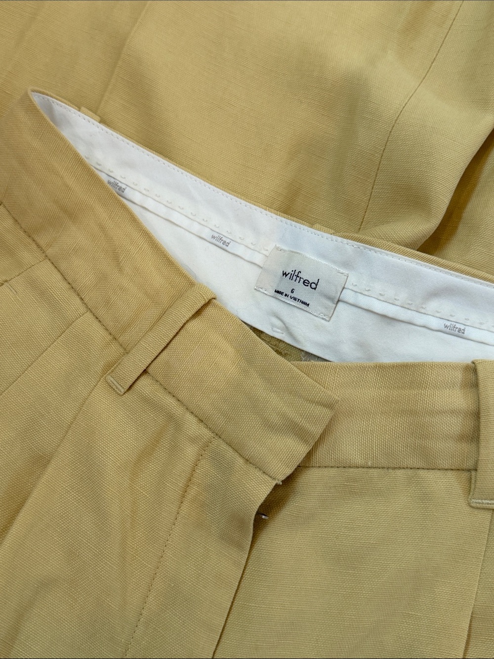 Wilfred Butter Yellow effortless pant Pleated Dress Pants